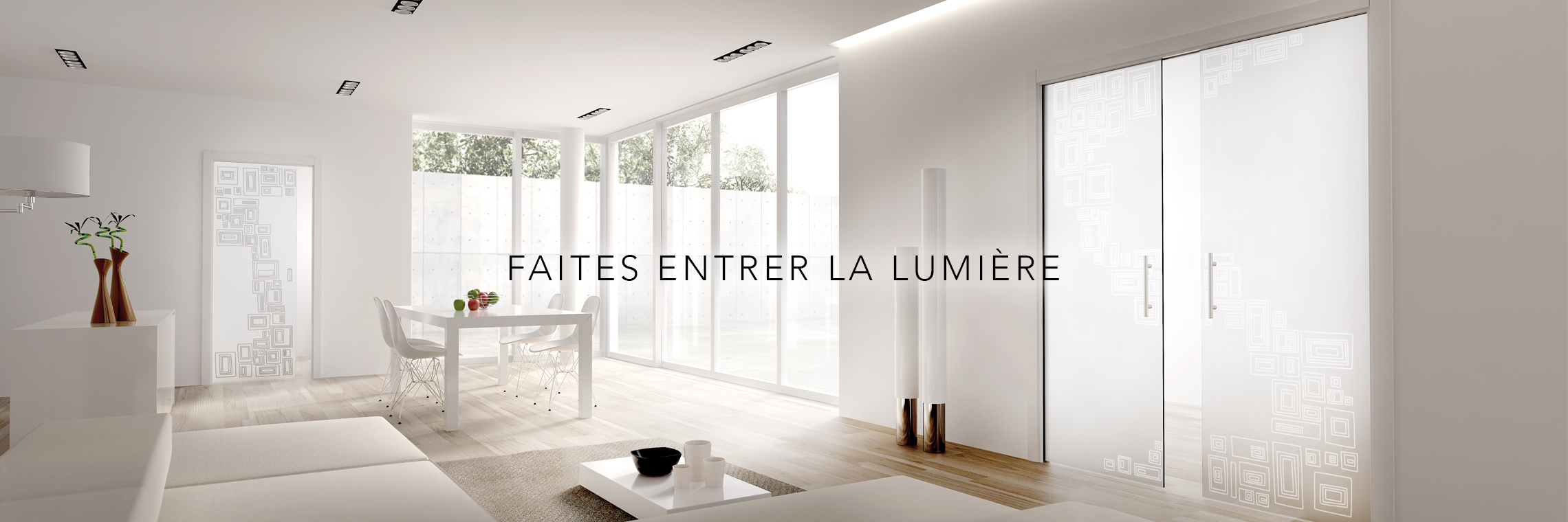 Porte coulissante verre salon